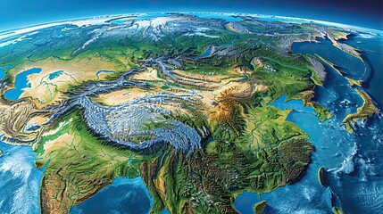 Physical Map East Asia China