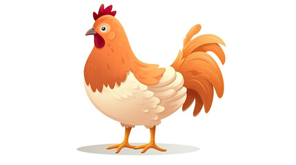 On an all-white background, an isolated chicken