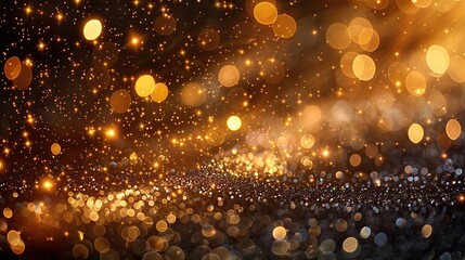 A glittering golden backdrop with blurred bokeh lights evokes the festive spirit of celebrations, triumphs, and enchanted occasions..illustration