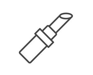 Makeup and cosmetics. Beauty linear vector graphic icons in the form of lipstick with lip care cap.