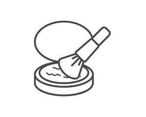 Makeup and cosmetics. Linear vector graphic icons of beauty in the form of powder with brush.