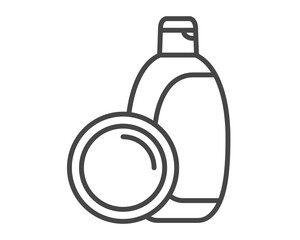 Vector set of beauty, cosmetics and care icons. Bottle, jar, shower gel, face cream, body lotion, spray, ointment, paste.