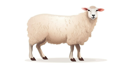 Fototapeta premium On an entirely white background, an isolated sheep