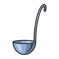 Illustration of cooking ladle. Stylized kitchen and restaurant utensil.