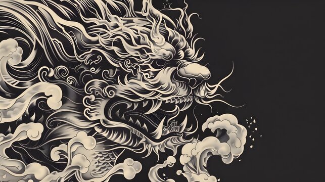 Traditional Japanese Foo Dog A Monochromatic Masterpiece Rooted in Mythology