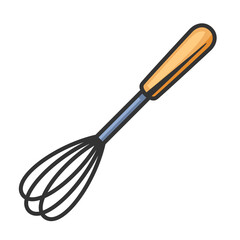 Illustration of cooking whisk. Stylized kitchen and restaurant utensil.