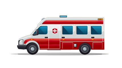 Fototapeta premium An ambulance van alone on a stark white background
