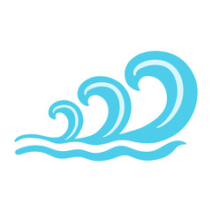 Sea wave vector illustration. Cute water wave symbol in simple flat style isolated on white background. Minimal abstract nautical shape