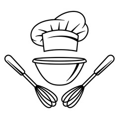 Illustration of kitchen utensils. Cooking tools for home and restaurant.