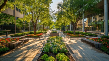 Blossoming Boulevard: A Nature-Lined City Street