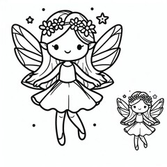 Fototapeta premium Enchanting Fairy Princess Illustration - Perfect for Children's Books, Coloring Pages, and Fantasy Art Projects
