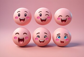 Happy pink emojis 3D style anime cartoon