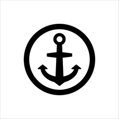Anchor vector icon, simple illustration graphic doodle black design