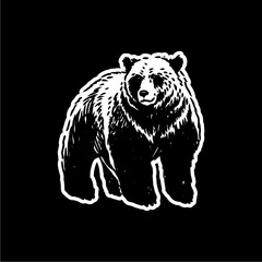 vector of grizzly bear on black background. use for illustration or sticker and logo