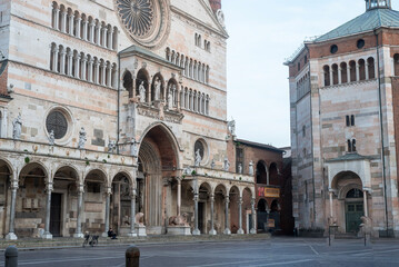 Naklejka premium Cathedral and Baptistery Cremona. Italy.