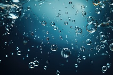 Water and air bubbles on white background with space for text, generative IA