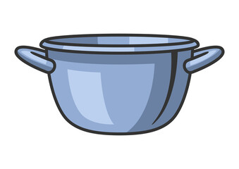 Illustration of saucepan. Stylized kitchen and restaurant utensil.