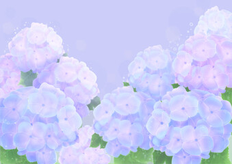 紫の背景の水彩風のあじさいの背景フレーム