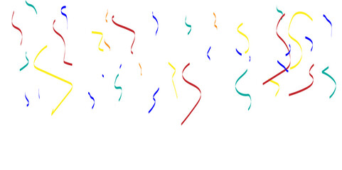 Luxury colorful sparkle confetti glitter and zigzag ribbon falling down on transparent background. Vector illustration.