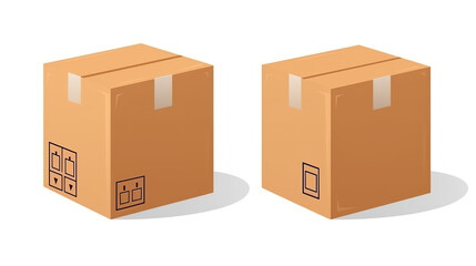 Fototapeta premium Isolated cardboard box against a background of pure white