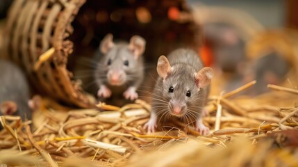 Whiskered Friends in a Hay Haven