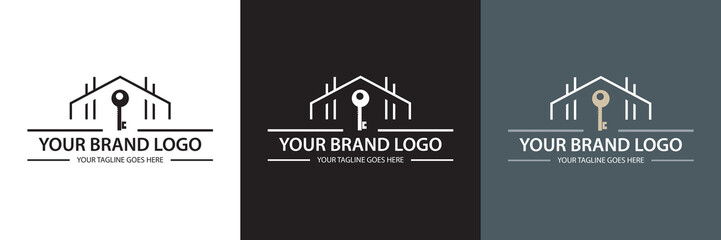 vector logo with house and key symbol