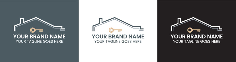 vector logo with house and key symbol