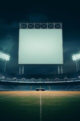 Blank billboard in a stadium, focus on sports marketing selective focus, athletic environment, dynamic, Multilayer, stadium.
