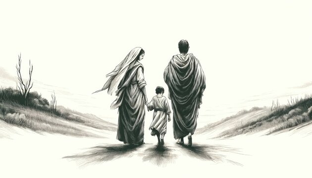 Life of Jesus: Return to Nazareth. Digital illustration.