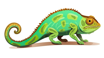 Fototapeta premium Isolated chameleon against a stark white background