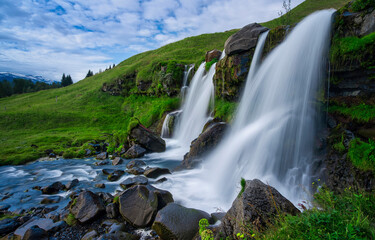 Beautiful mountain waterfall. waterfall in the mountains
