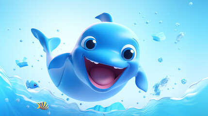 A cute and friendly cartoon dolphin mascot character