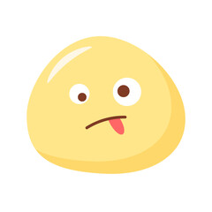 Cute funny emoji with tongue hanging out and different eyes. vector illustration in flat style