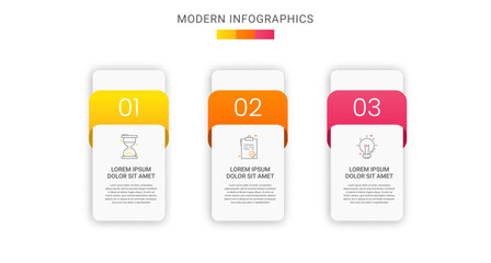 Vector infographics rectangle with three data templates. Modern illustration Can be used for workflow layout, business steps, banners, web design, brochure, presentation