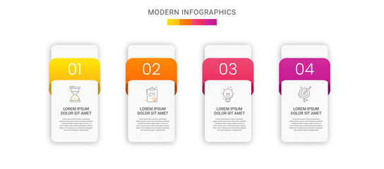 Vector infographics rectangle with four data templates. Modern illustration Can be used for workflow layout, business steps, banners, web design, brochure, presentation