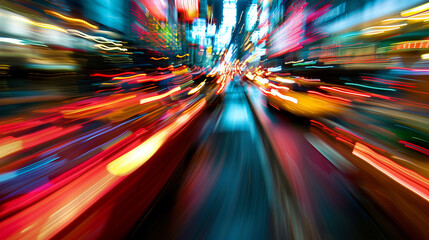 Capturing the Bustling Evening Rush, Motion Blur Lights in Urban Traffic