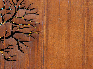 Left aligned rusty metallic tree texture backdrop