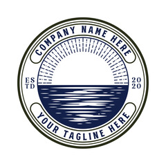 Sunset Sunrise Sea Ocean Beach Badge Emblem Label Design