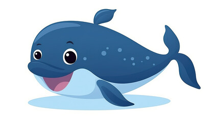 Obraz premium Adorable whale isolated against a stark white background.