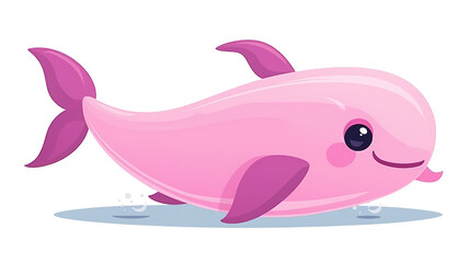 Adorable whale isolated against a stark white background.