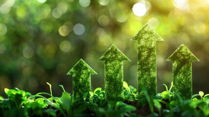Green arrows growing among plants in sunlit garden during daytime.