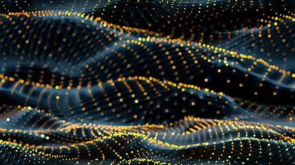 data visualization against a dark blue backdrop, with flowing waves of light adorned with golden sparkles, evoking an ethereal and dreamy atmosphere. SEAMLESS PATTERN