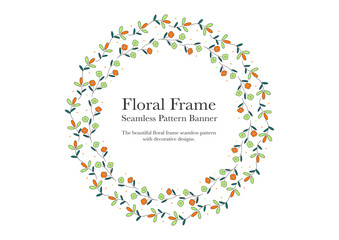 seamless ornamental foliage flower frame on background banner