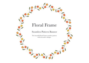 set of ornamental foliage flower frame on background banner