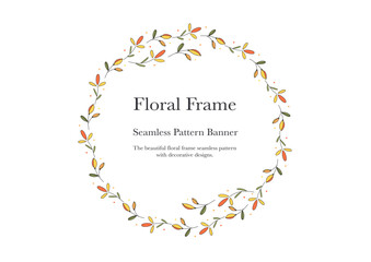 set of ornamental foliage flower frame on background banner