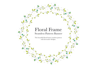 set of ornamental foliage flower frame on background banner