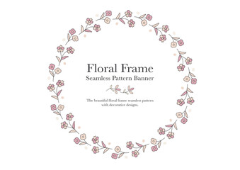 Naklejka premium flowers ornamental in round frame on white background