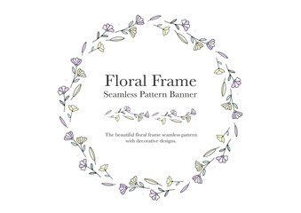 blossom ornamental foliage flower frame on background banner