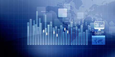 2d illustration Stock market online business concept. business Graph 

