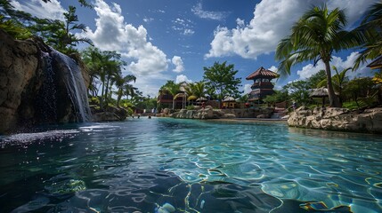 Adrenaline-Fueled Adventure at a Tropical Water Park: Thrill-Seekers Experience Paradise